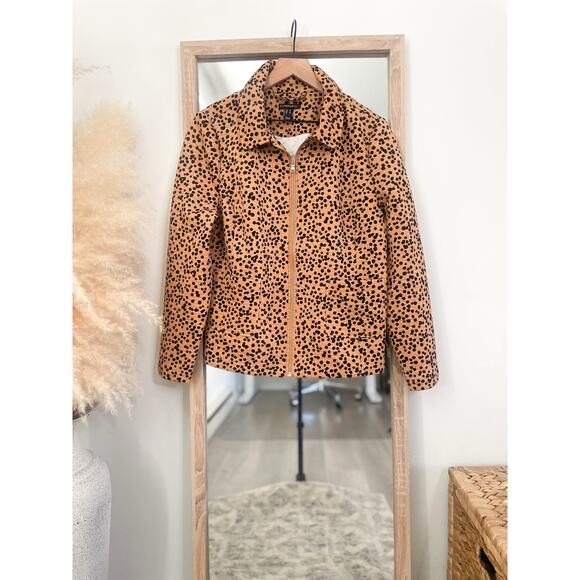 B1G2 FREE 🍁 Isaac Mizrahi Jacquard Dot Jacket Size Medium Lightweight Fall Zip - Picture 2 of 9